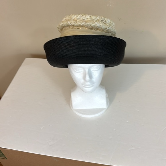 Vintage Black and Cream Woven High Top Bowlers Derby Hat Union Tag - Picture 14 of 14